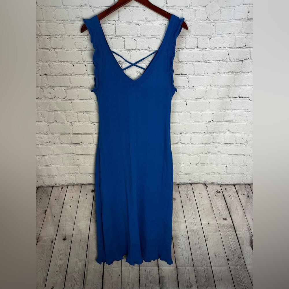 Daily Practice Blue Ribbed Dress Large